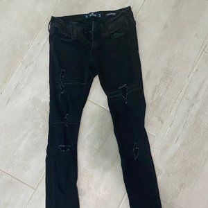 HOLLISTER low-rise ripped skinny jeans w/ FREE SHIPPING | black | SIZE 3